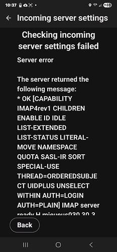 K-9 Mail Error Message Part#1, 6-30-25