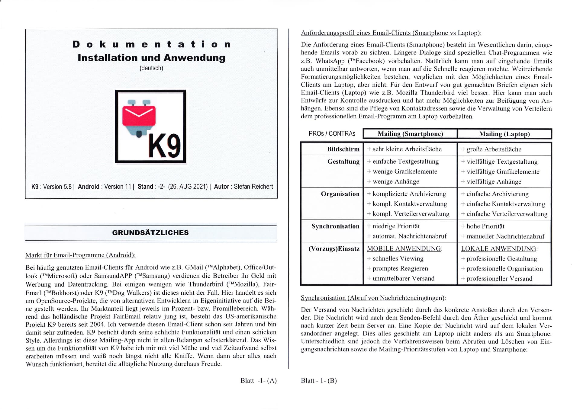 K9 documentation (German), page -1-